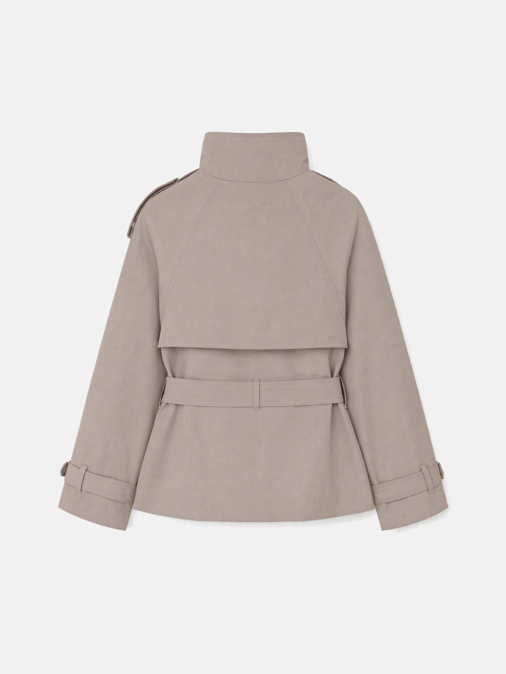 Bej Dik Yaka Oversize Kadın Trençkot-1
