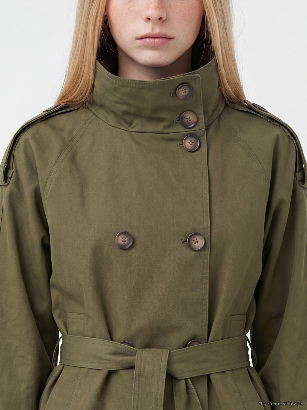 Woman Khaki Trench Coat-2