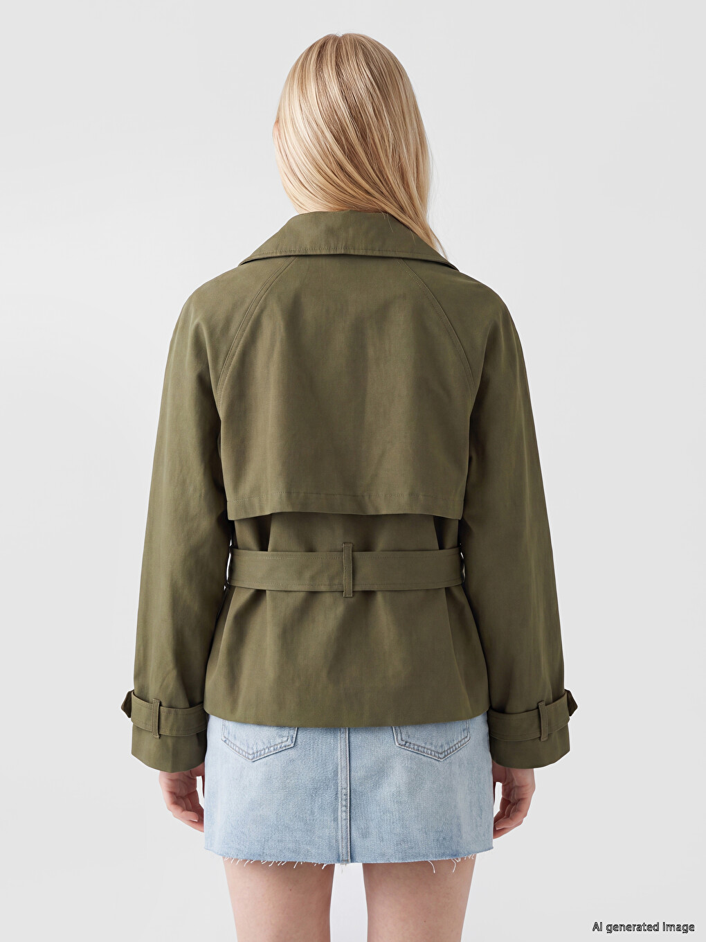 Woman Khaki Trench Coat-3