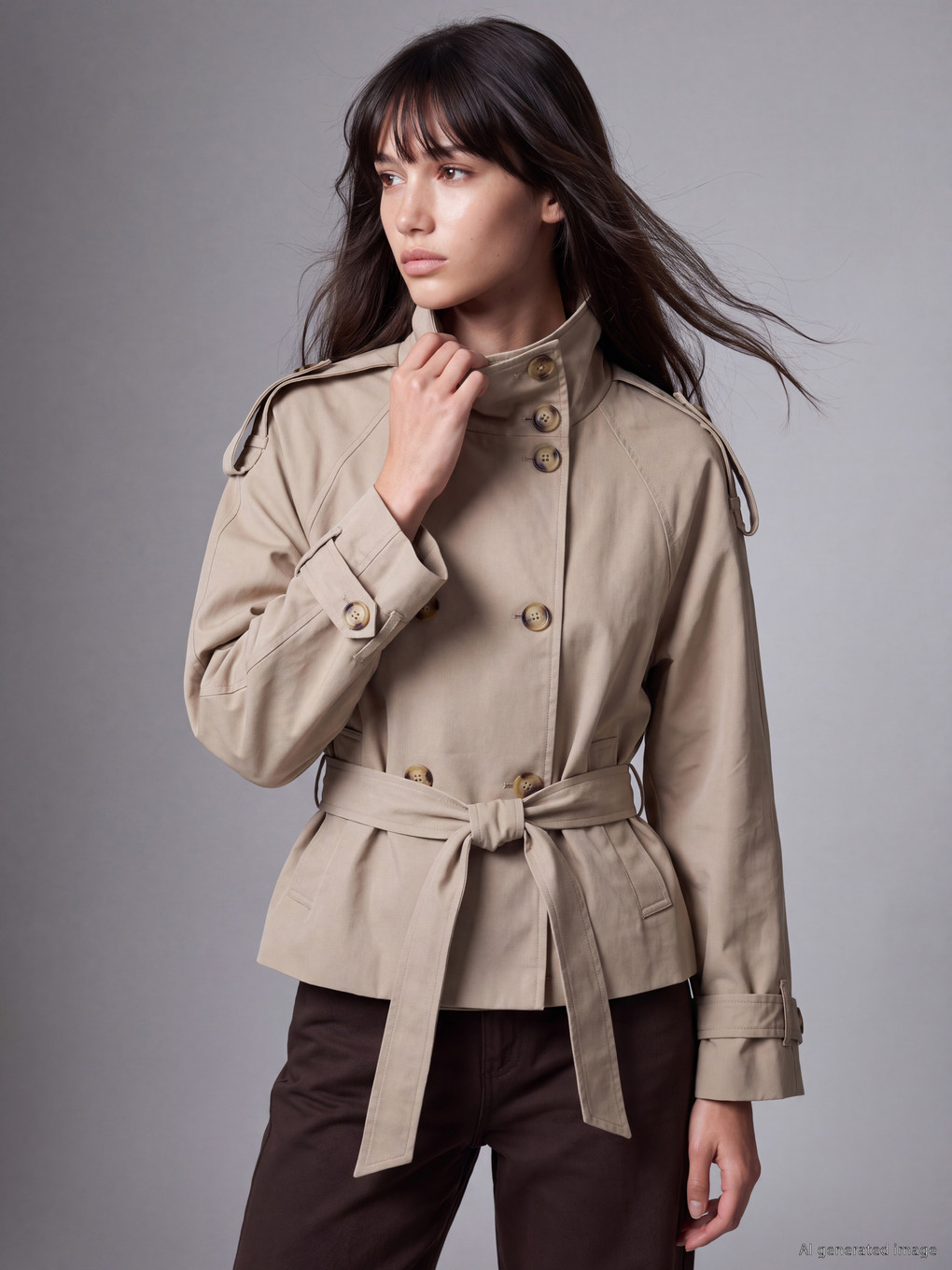  Mock Neck Oversize Women's Trench Coat