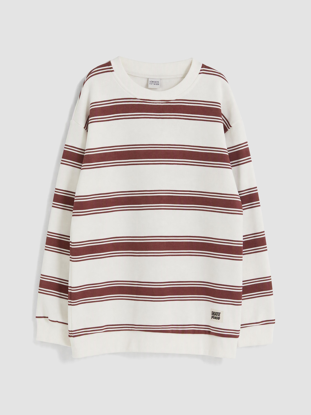 Pembe Çizgili Erkek Çocuk Kalın Sweatshirt