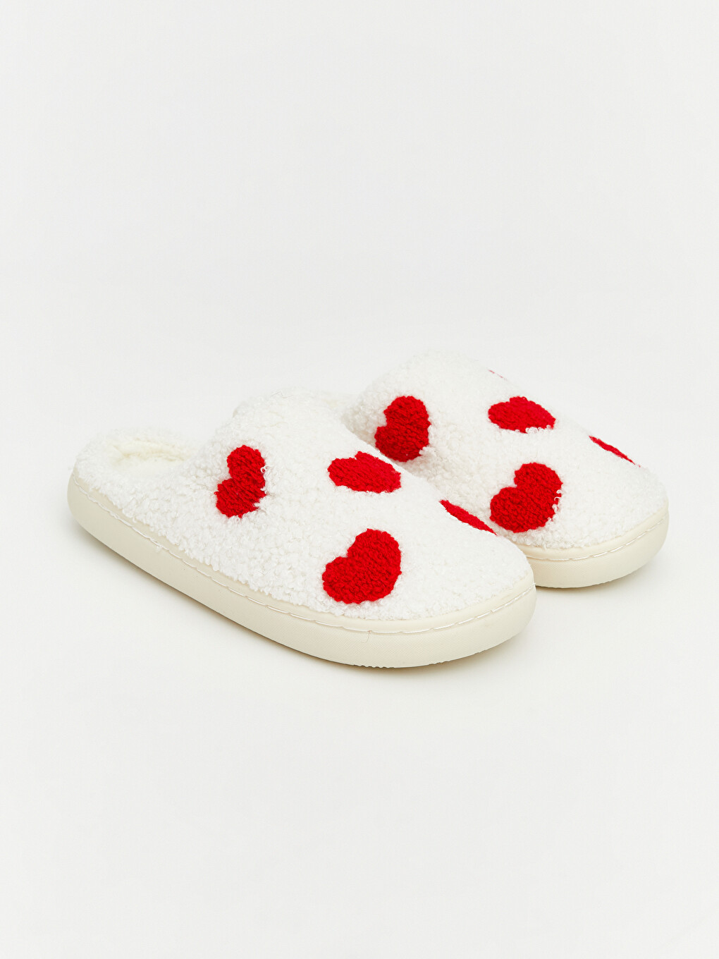 Heart Embroidered Plush Women's Home Slipper-2