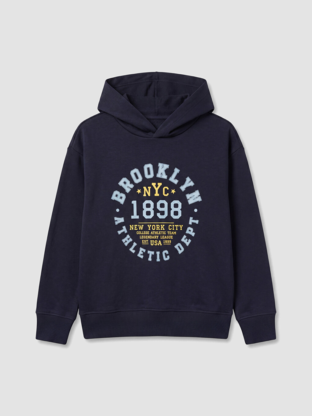 Lacivert Nyc Baskılı Erkek Çocuk Kalın Sweatshirt