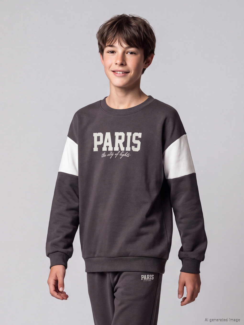 سويتر غليظة ديال الدراري مطبوعة Paris-1