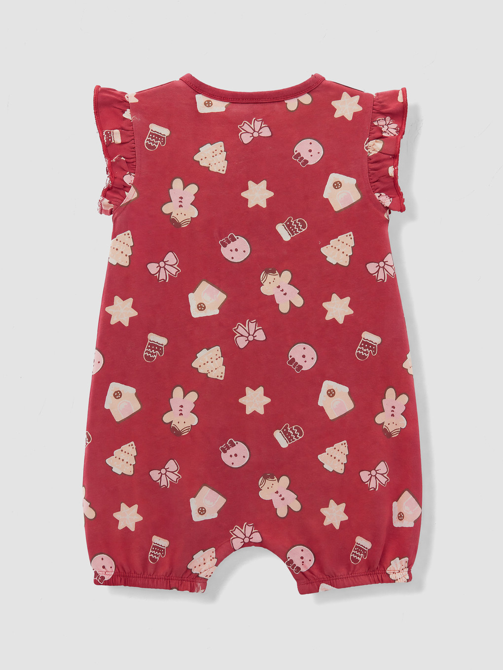 Crew Neck Frilled Printed Baby Girls' Jumpsuit-2