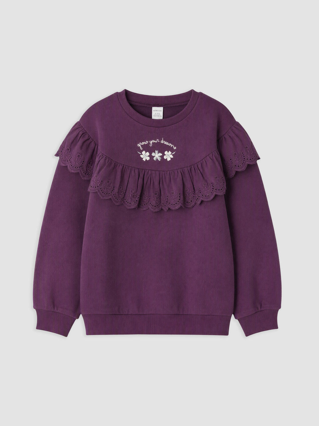 Mor Fisto Detaylı Nakışlı Kız Çocuk Sweatshirt-1