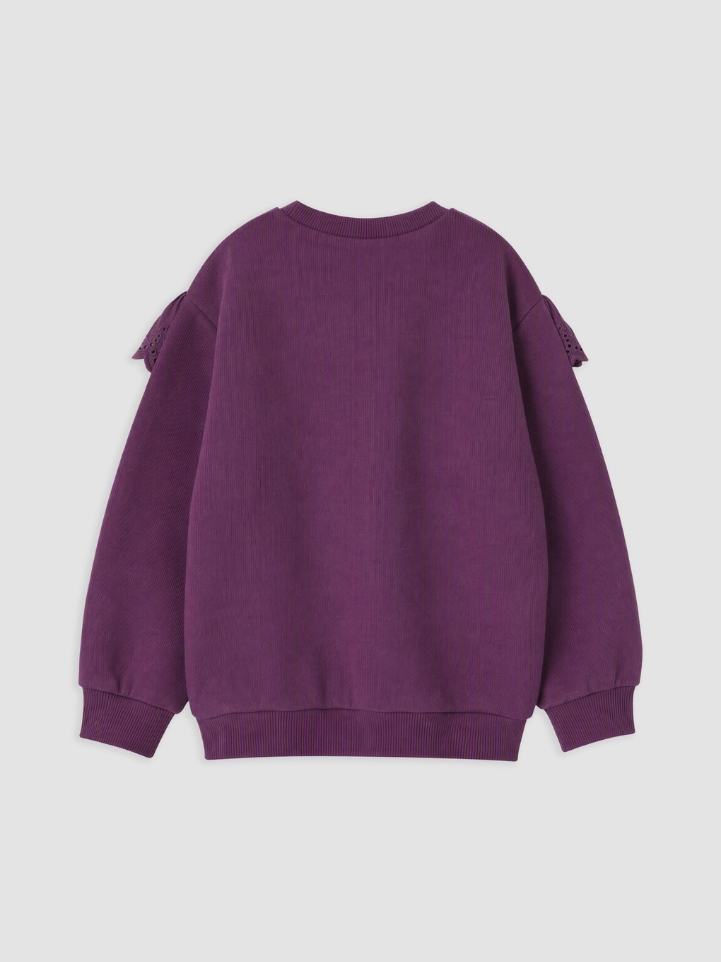 Mor Fisto Detaylı Nakışlı Kız Çocuk Sweatshirt-2