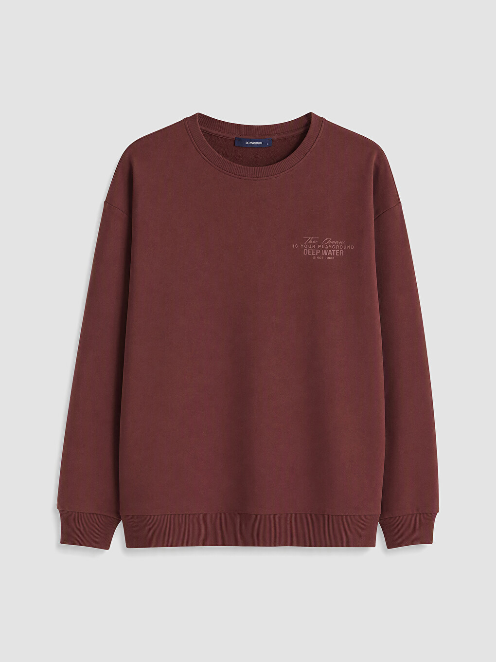 Kahverengi Bisiklet Yaka Erkek Sweatshirt-4