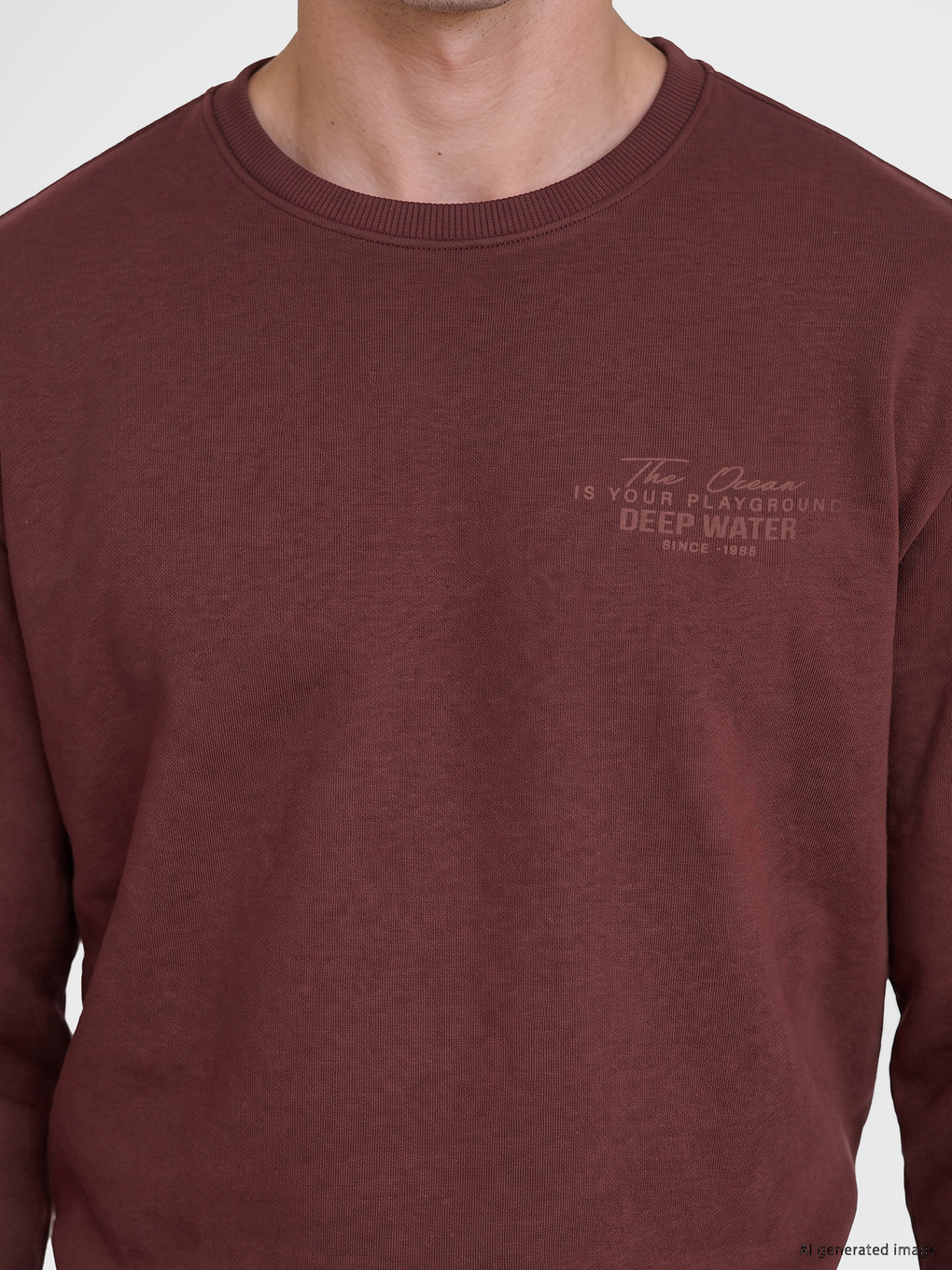Kahverengi Bisiklet Yaka Erkek Sweatshirt-2