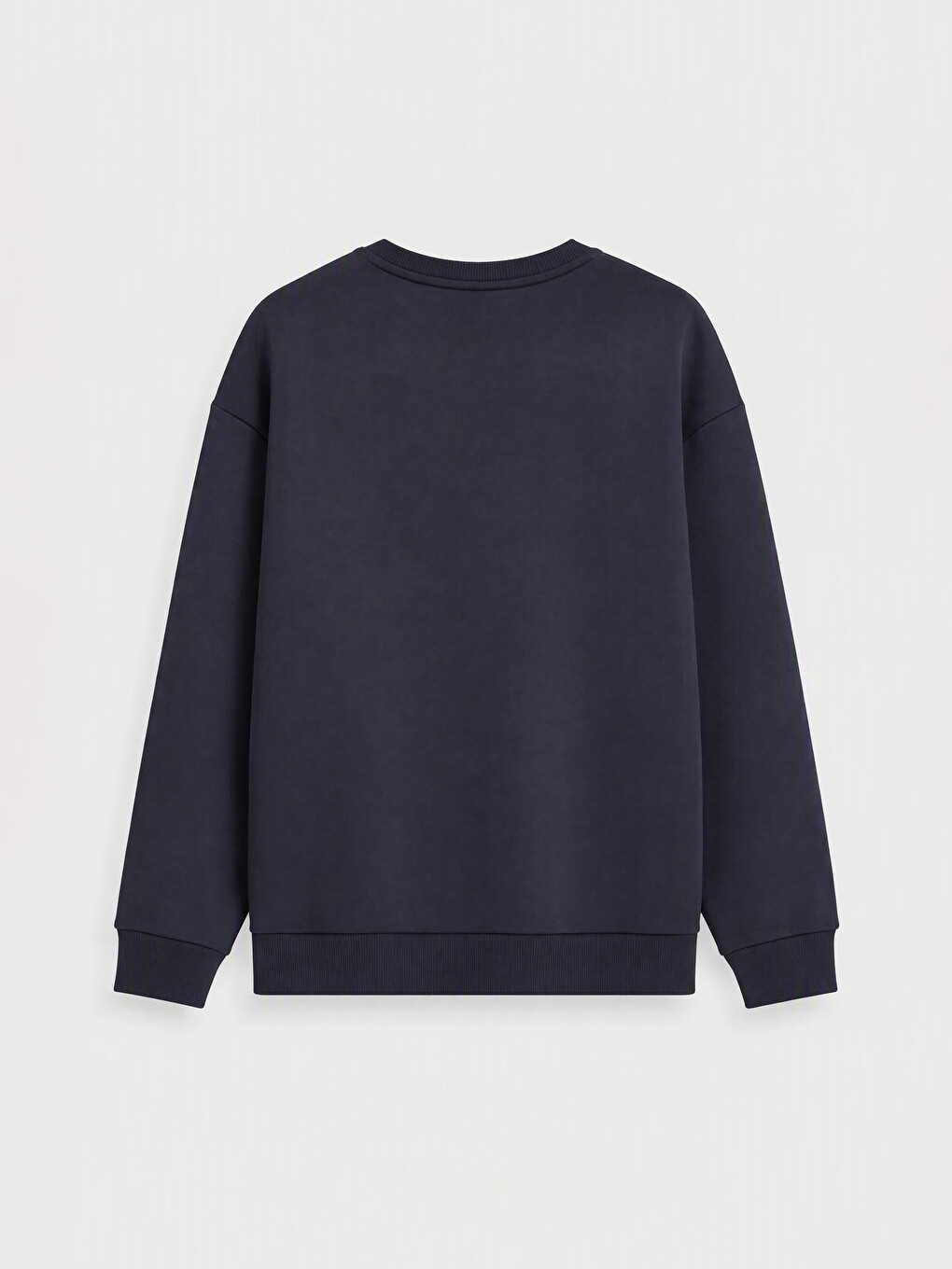Lacivert Bisiklet Yaka Baskılı Erkek Sweatshirt-1