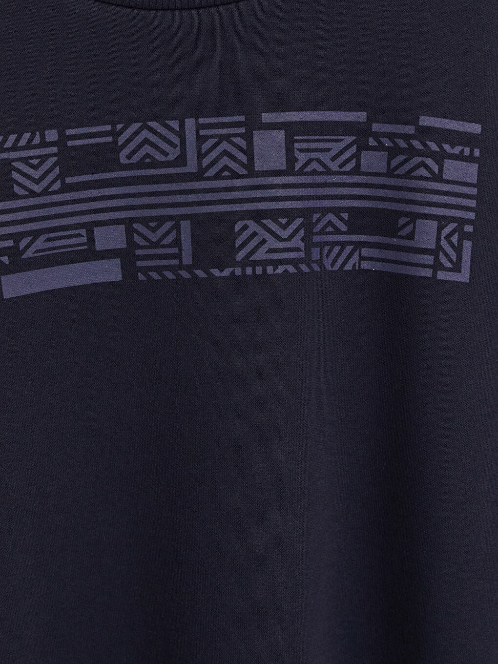 Lacivert Bisiklet Yaka Baskılı Erkek Sweatshirt-2