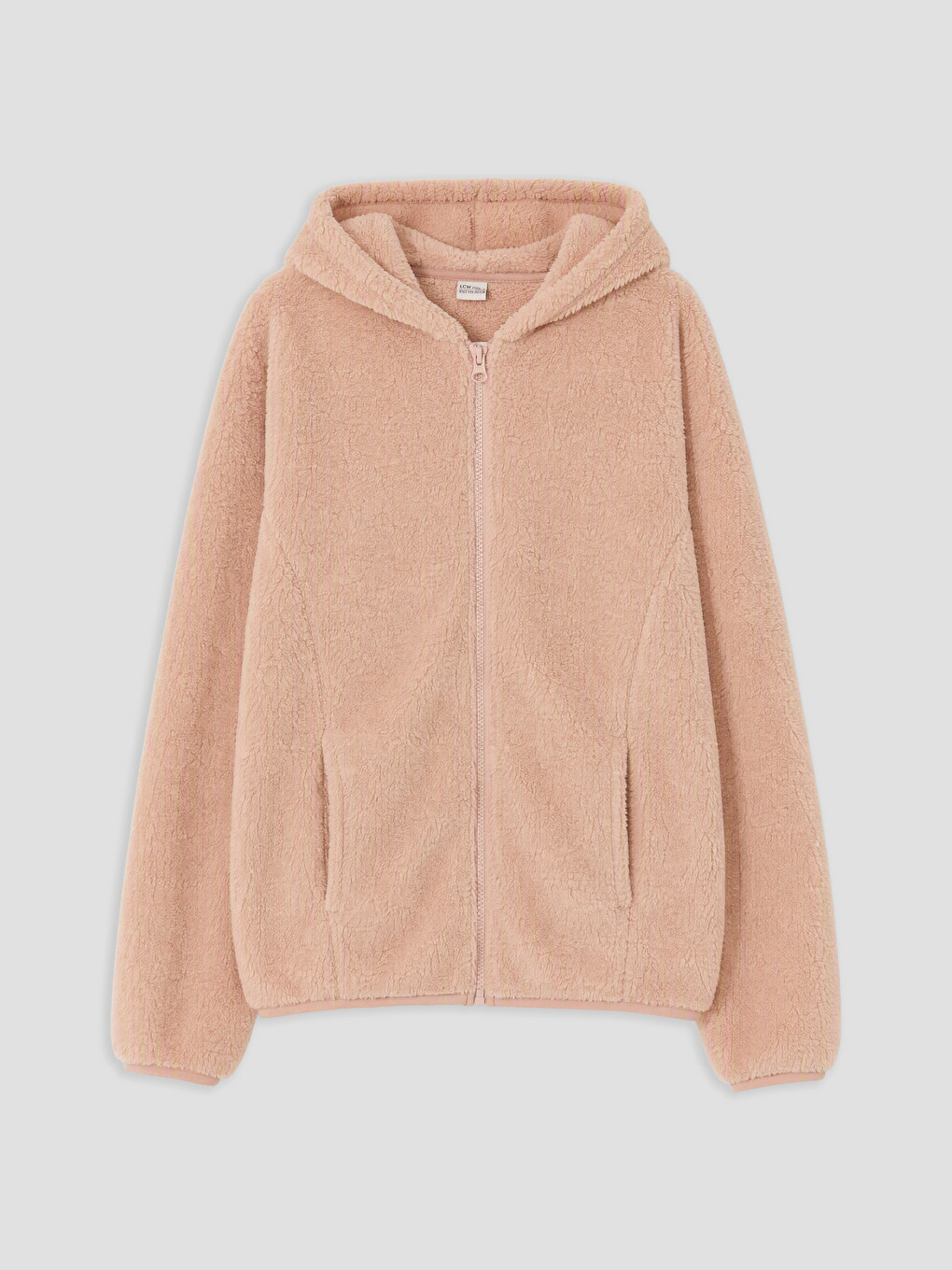 Pembe Kız Çocuk Pelüş Fermuarlı Sweatshirt