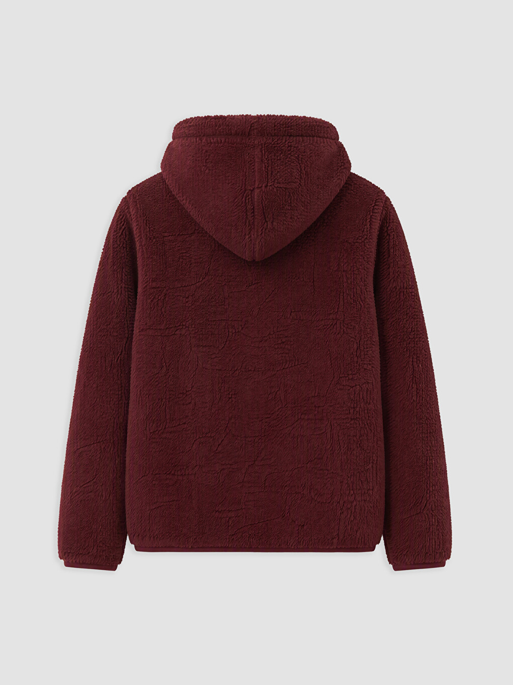 Bordo Kız Çocuk Pelüş Fermuarlı Sweatshirt-1