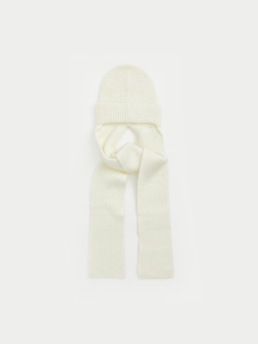 Ekru Kadın Triko Bere ve Atkı Takımı