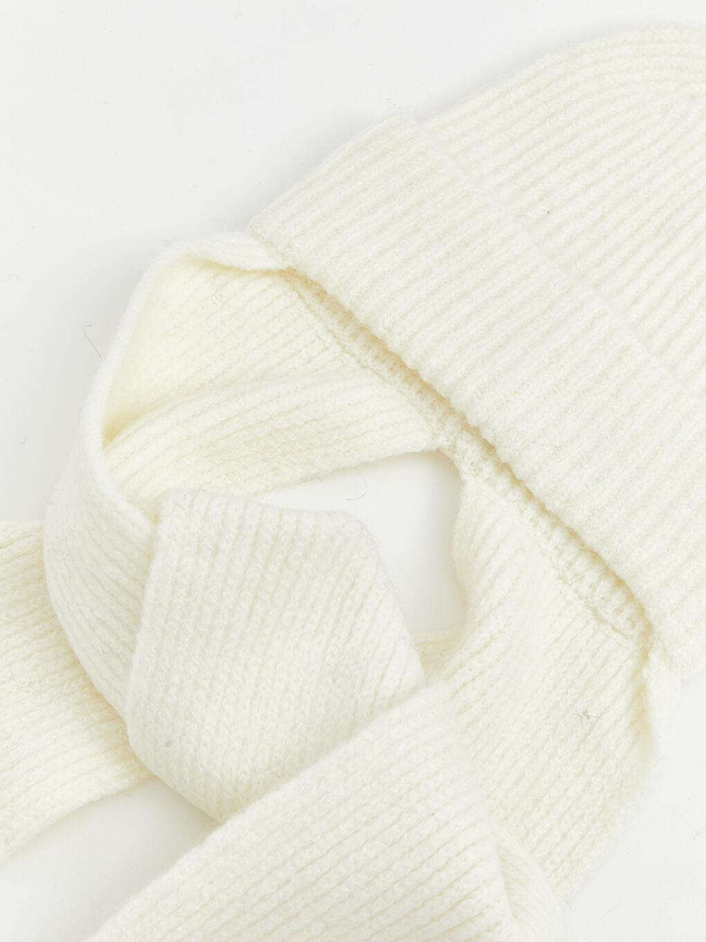 Ekru Kadın Triko Bere ve Atkı Takımı-1