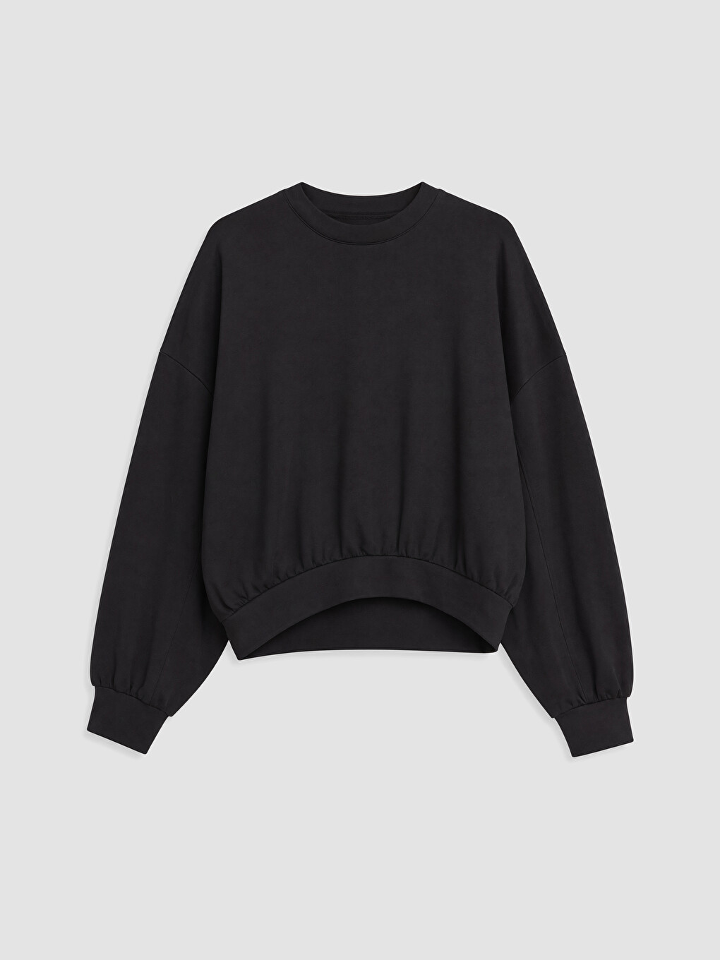 Siyah Bisiklet Yaka Soft Touch Kadın Sweatshirt-4