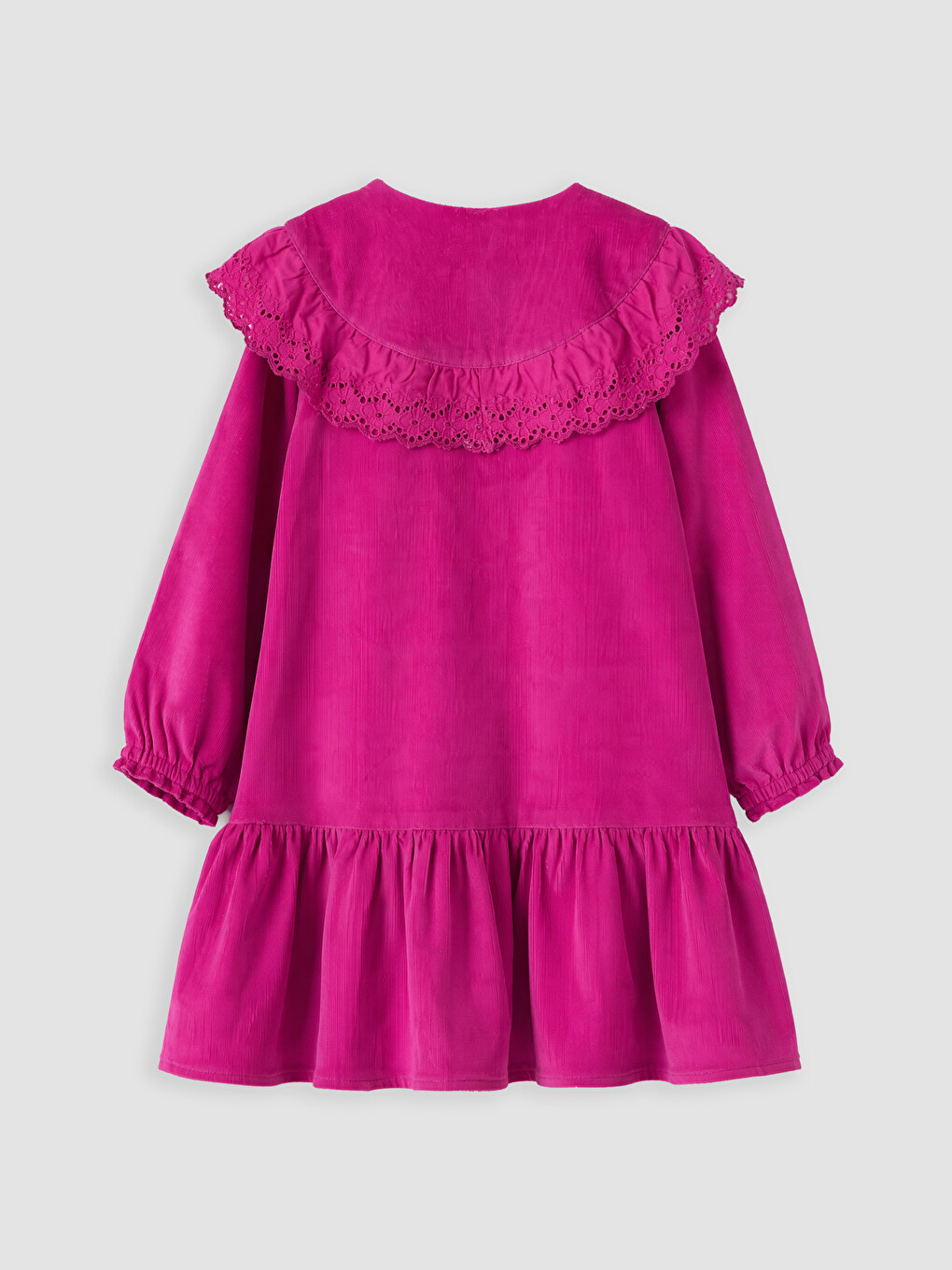 Crew Neck Embroidered Girls' Corduroy Dress-2