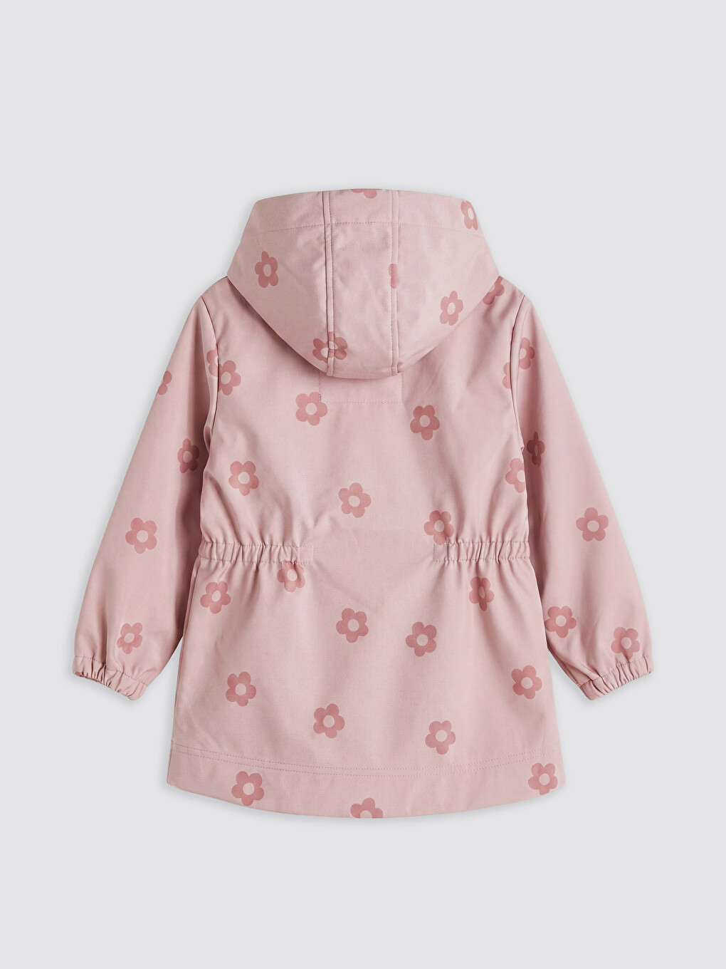 Hooded Flower Patterned Girls' Coat-1