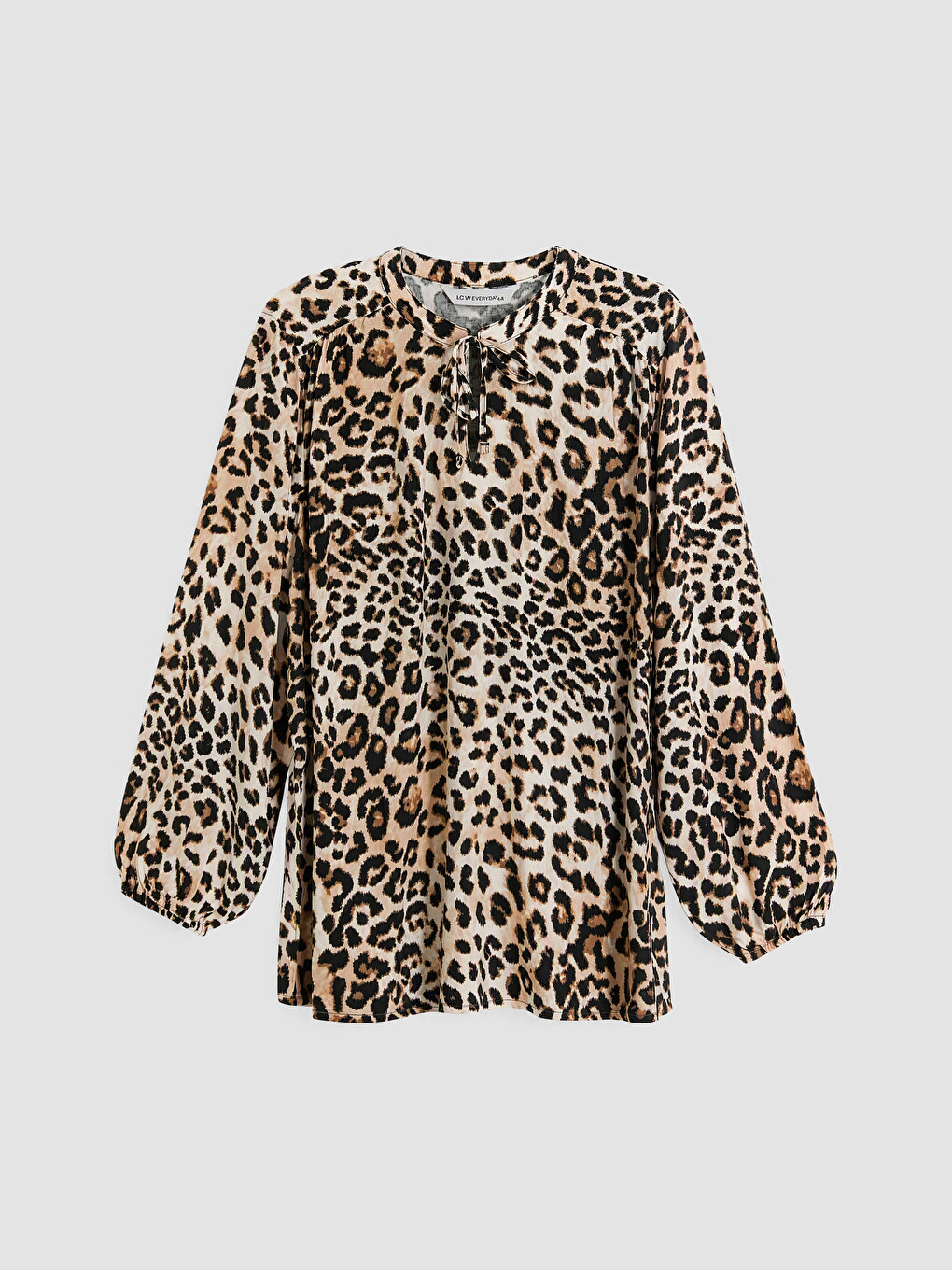 Tie Detailed Leopard Patterned Blouse
