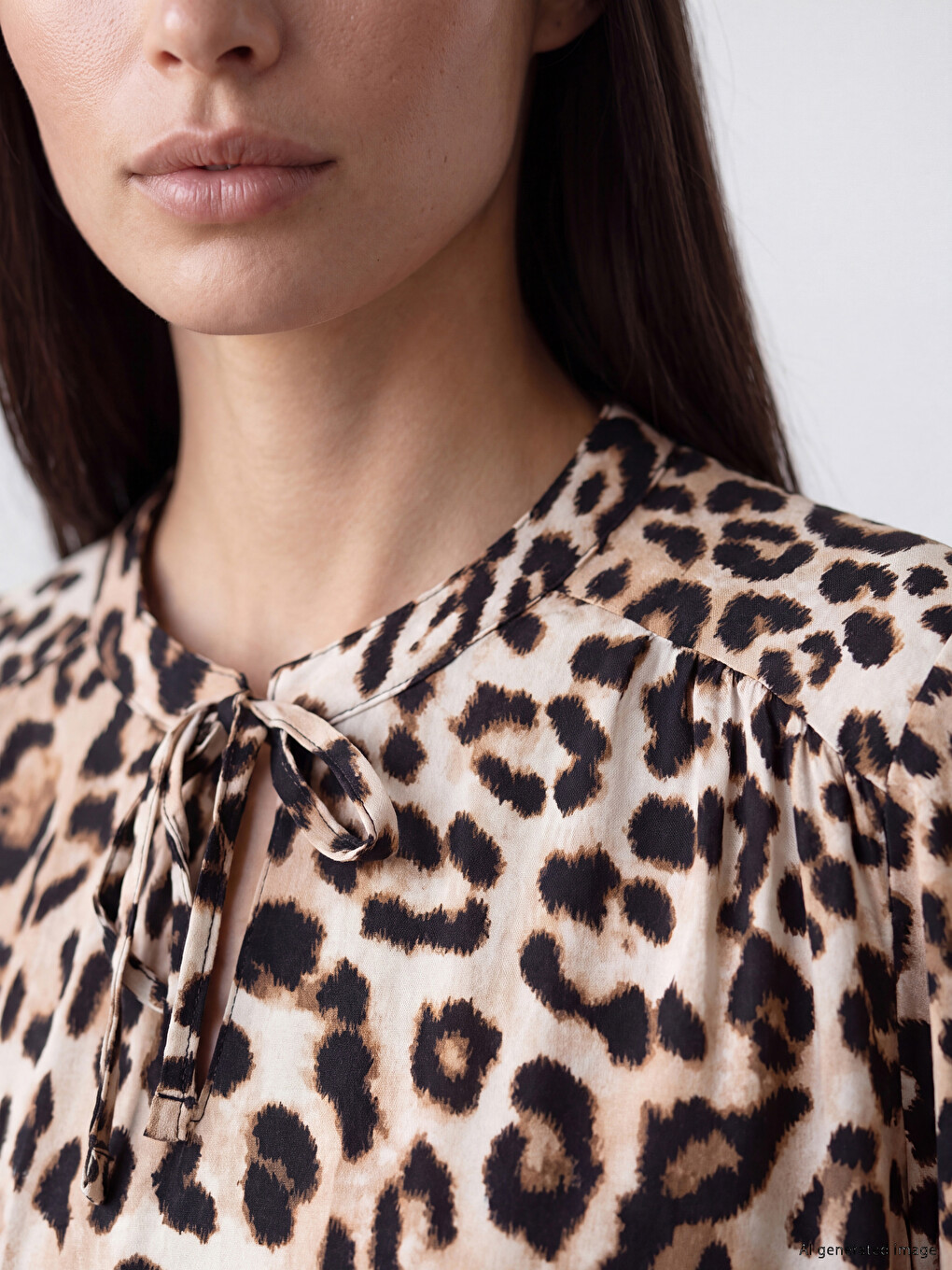 Tie Detailed Leopard Patterned Blouse-2