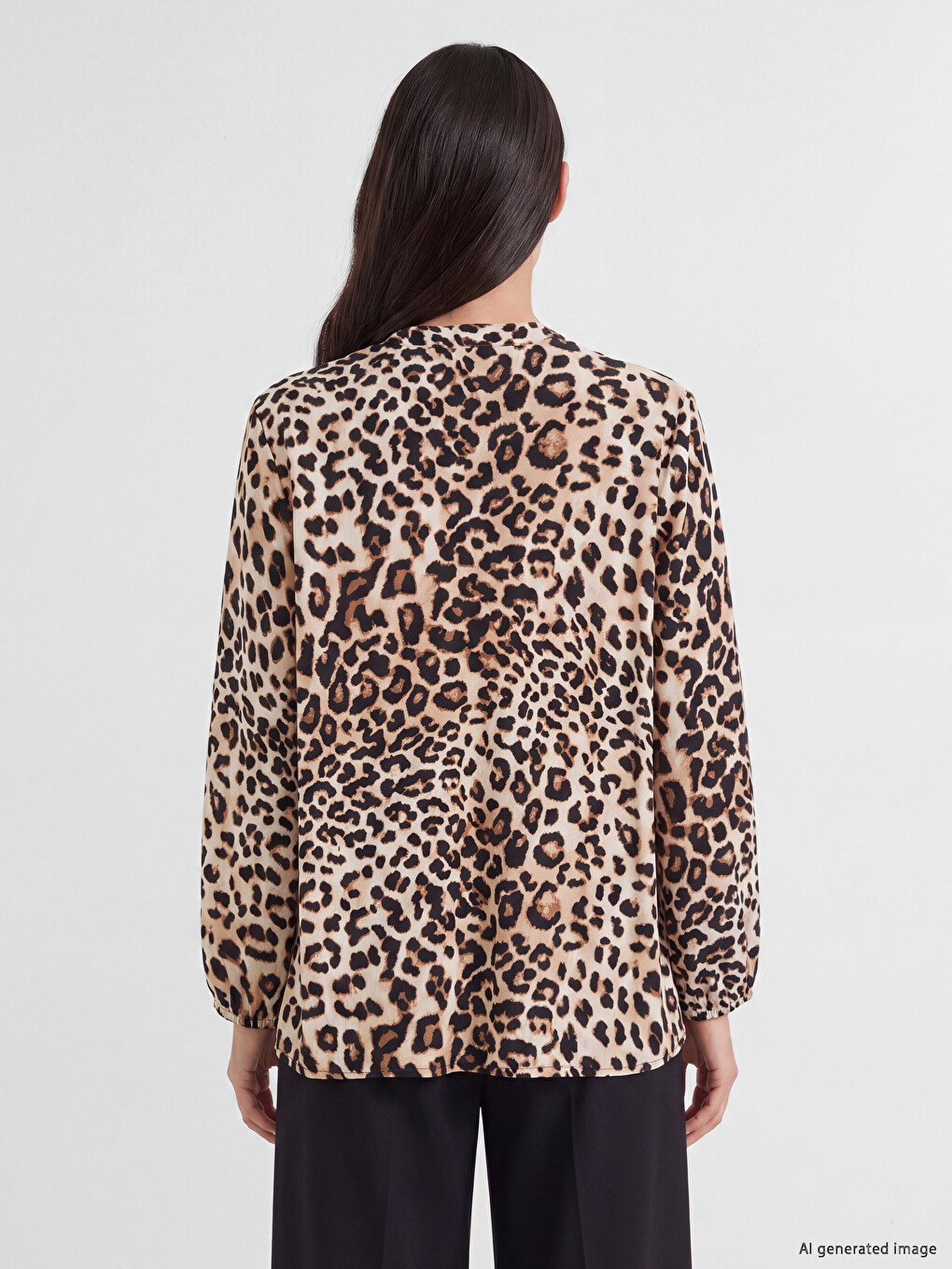 Tie Detailed Leopard Patterned Blouse-3