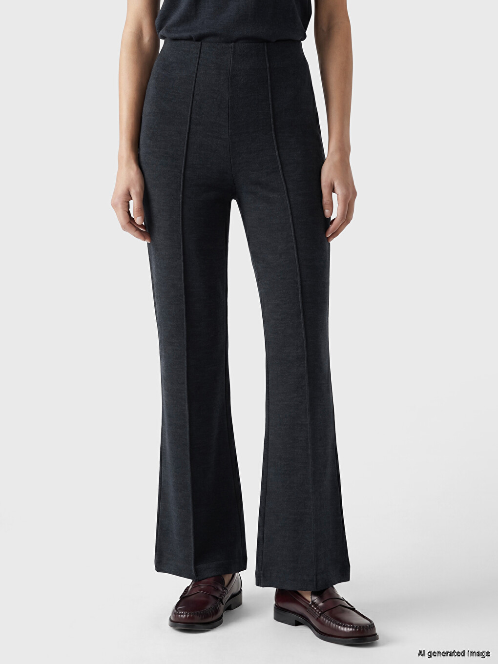 Front Stitched Flare Women's Knitwear Trousers-1
