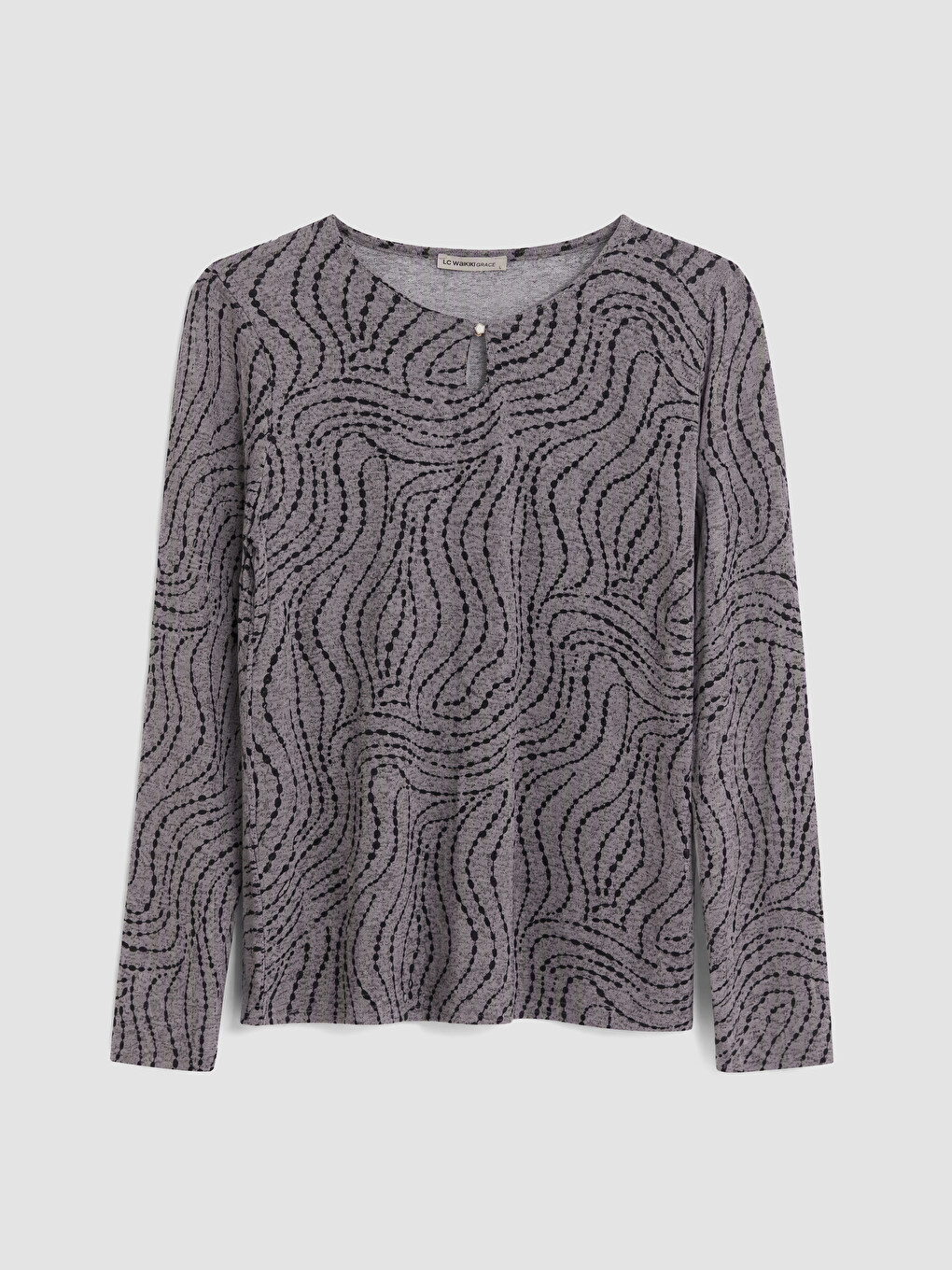 Crew Neck Patterned Blouse-4