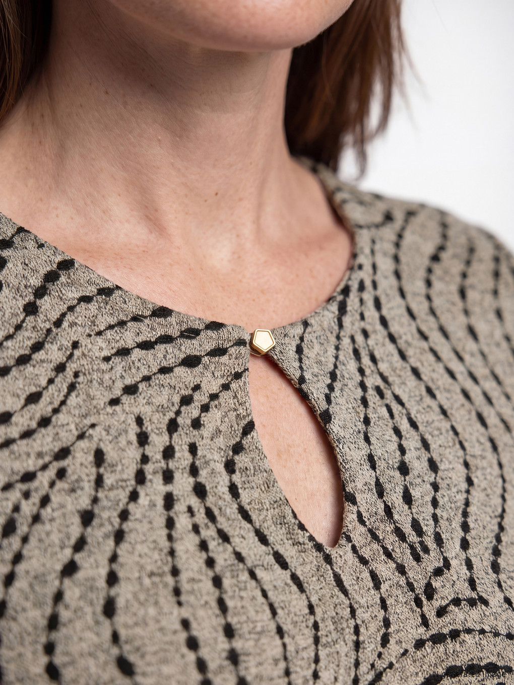 Crew Neck Patterned Blouse-2