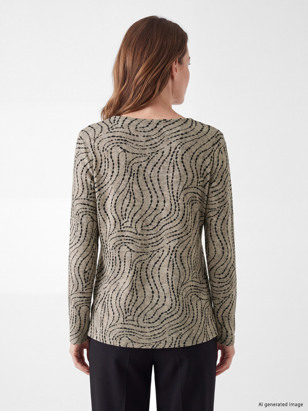 Crew Neck Patterned Blouse-3