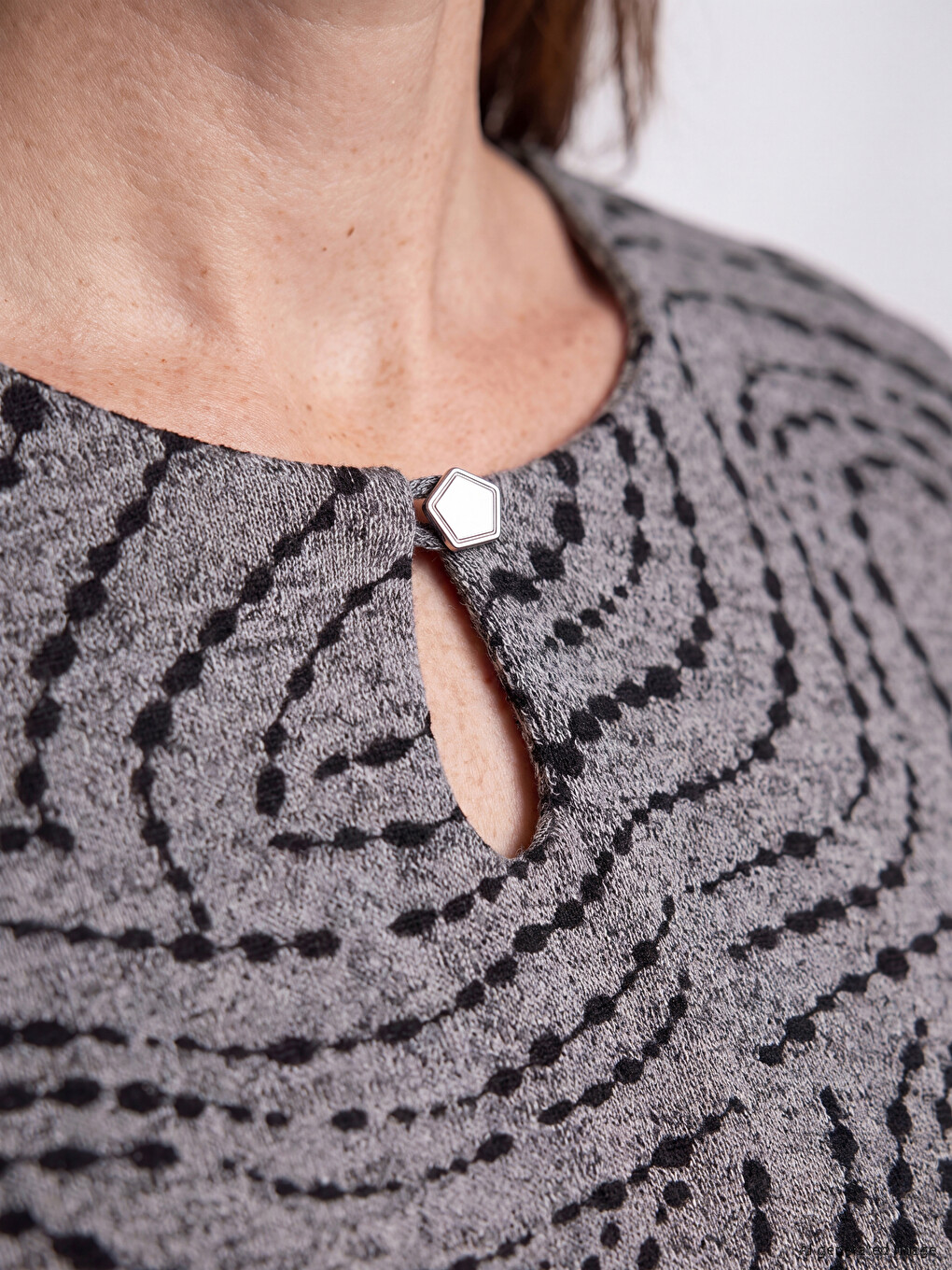 Crew Neck Patterned Blouse-2