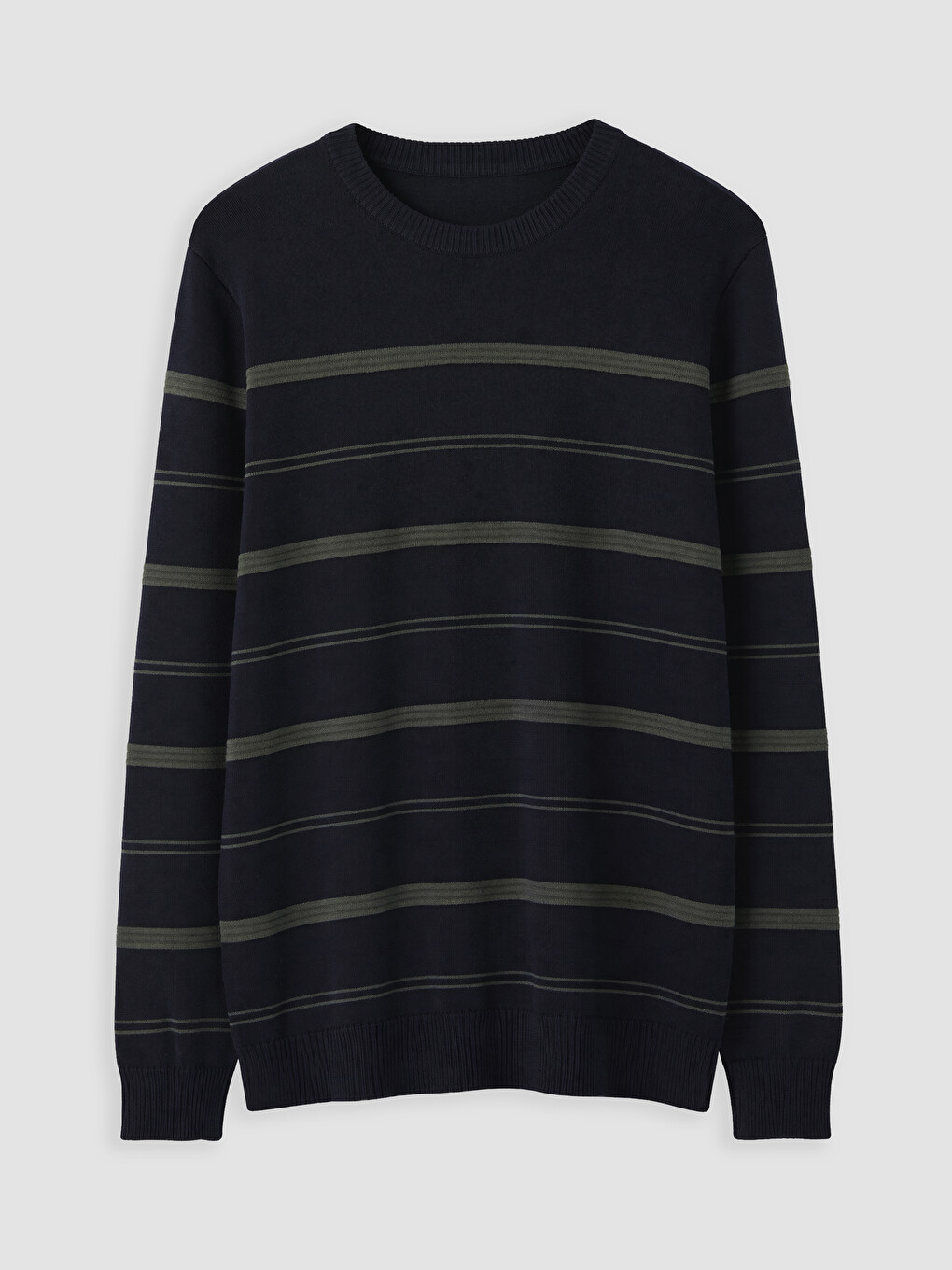 Crew Neck Striped Men's Knitwear Sweater
