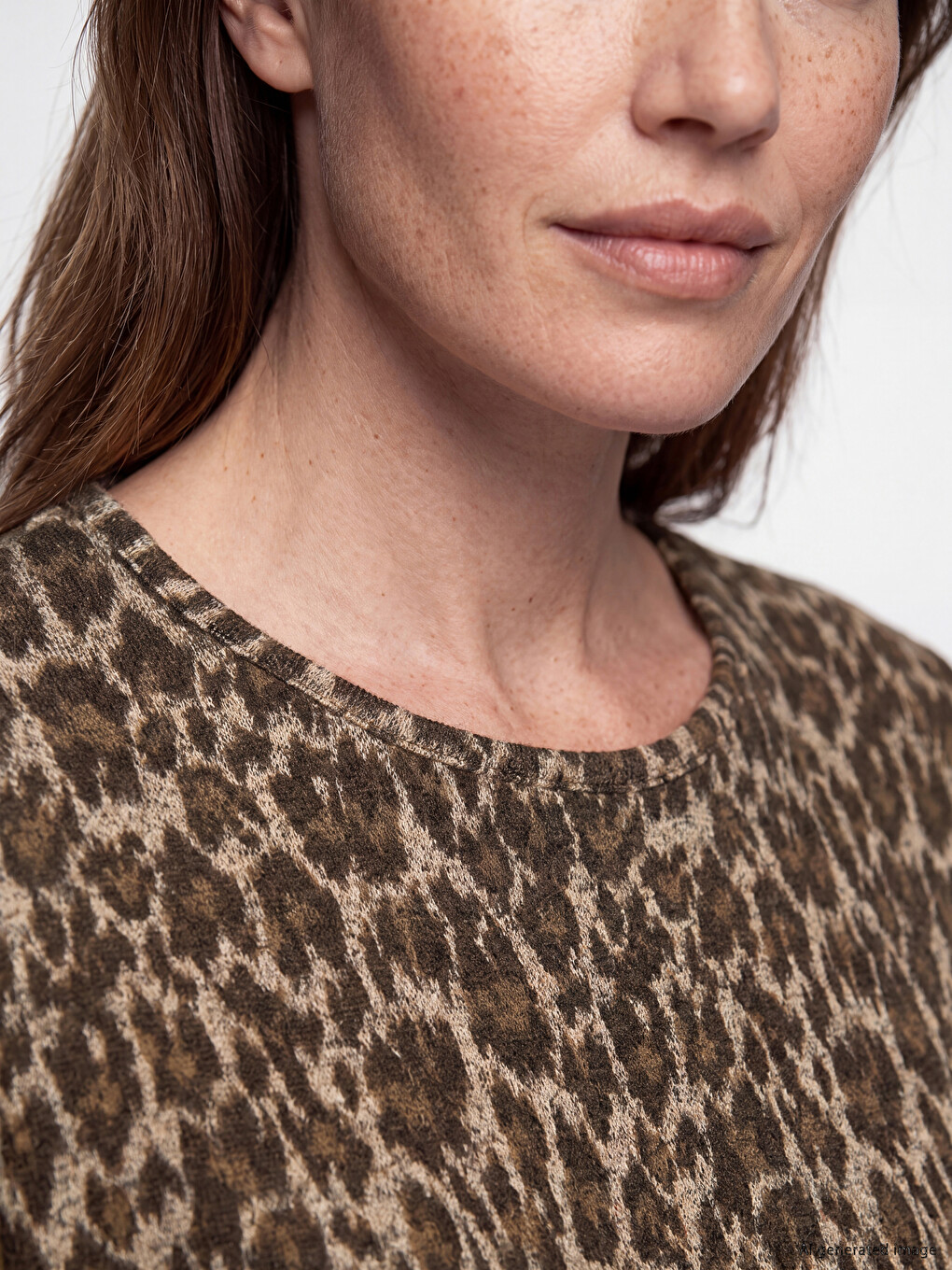 Damen T-shirt Mit Rundhalsausschnitt Und Leopardenmuster-2
