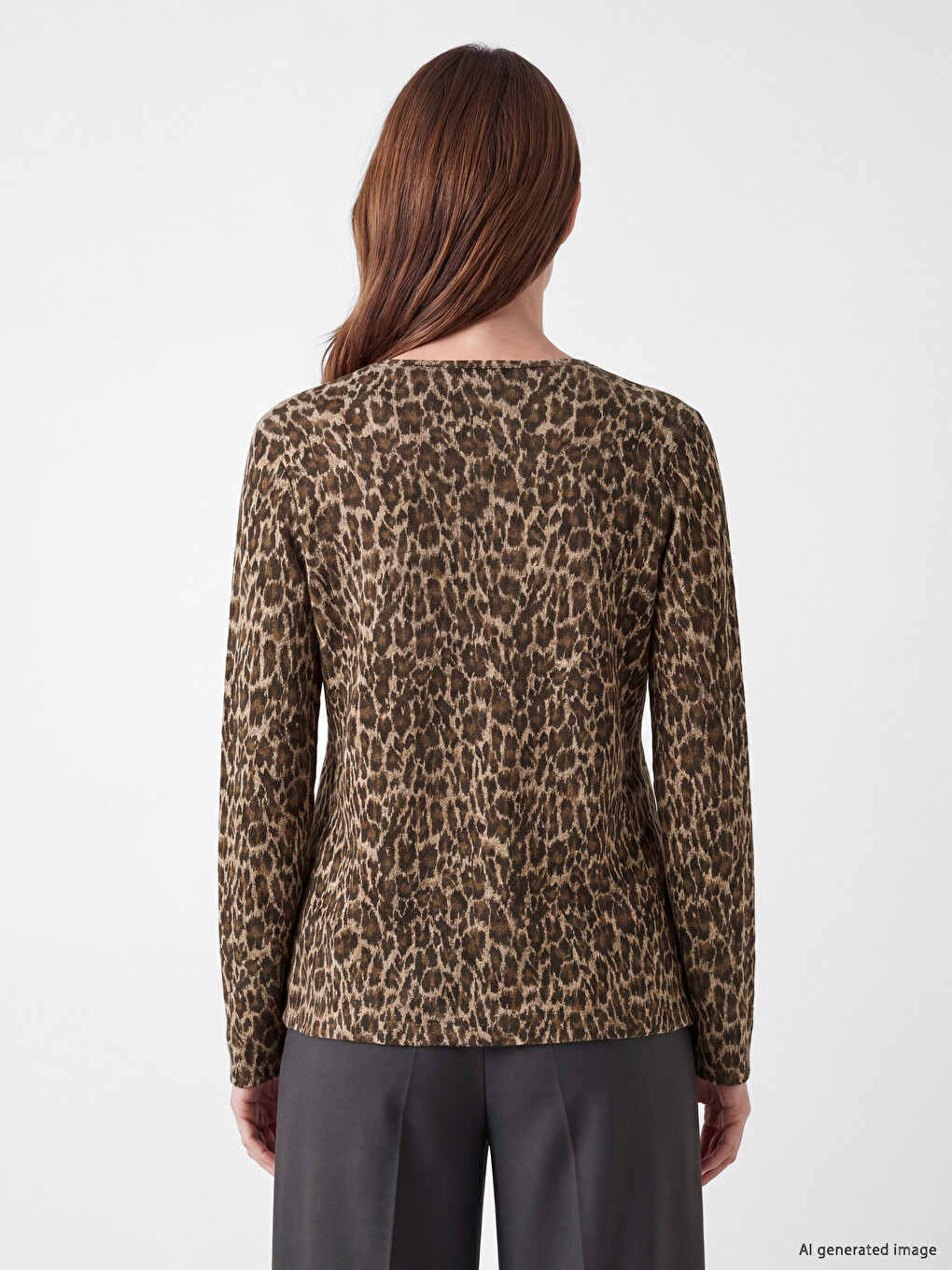 Damen T-shirt Mit Rundhalsausschnitt Und Leopardenmuster-3