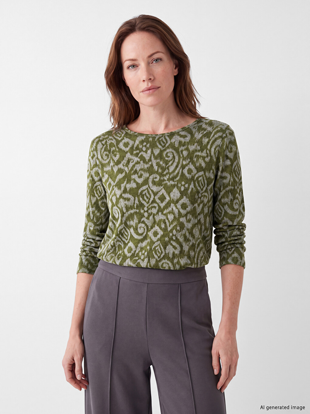 Crew Neck Patterned Women's T-shirt