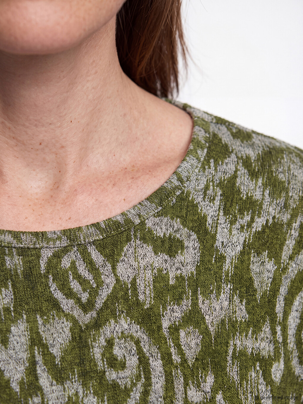 Crew Neck Patterned Women's T-shirt-2