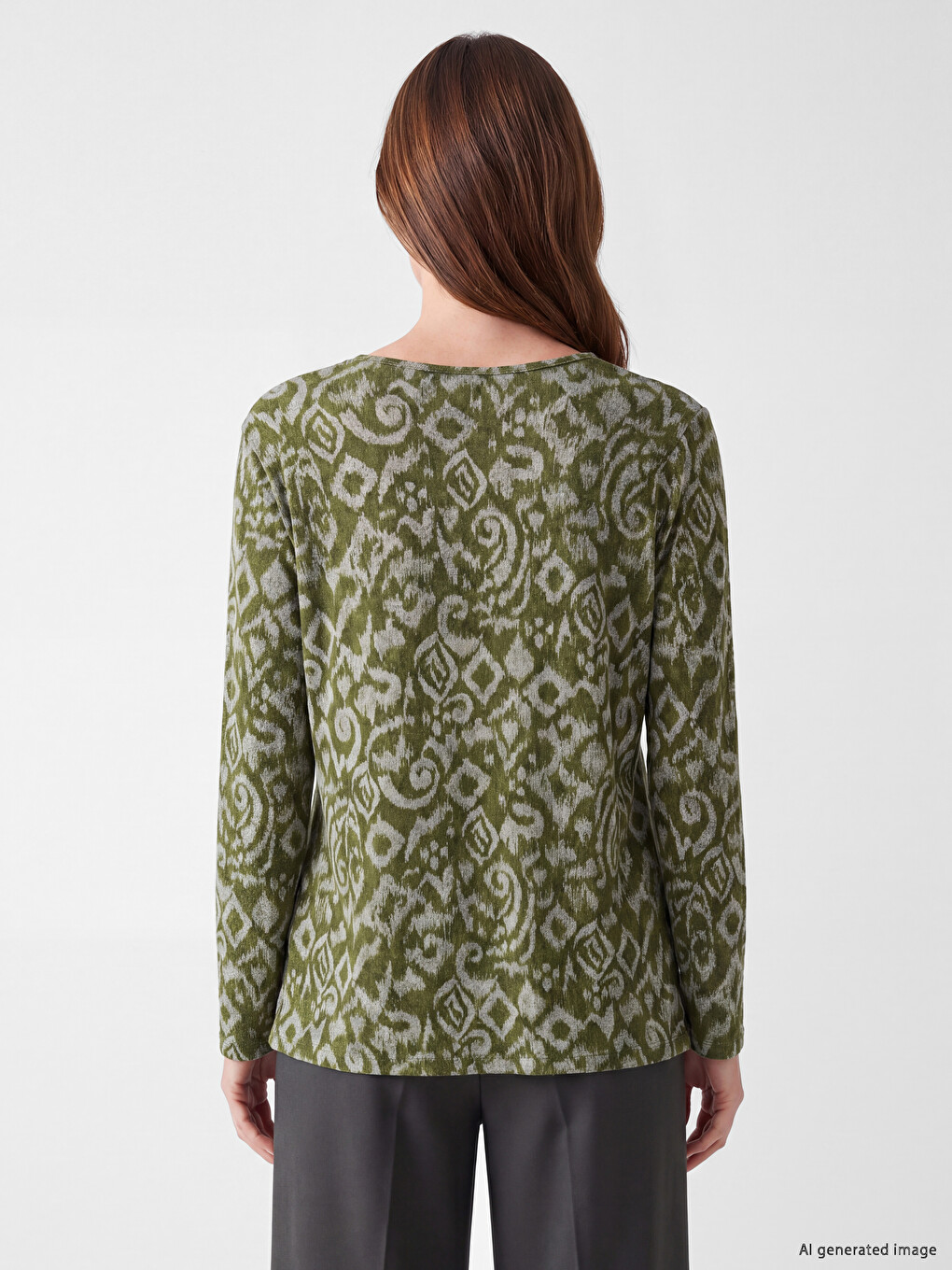 Crew Neck Patterned Women's T-shirt-3
