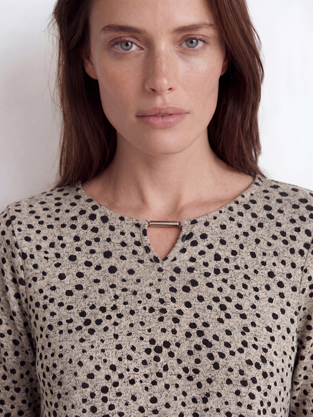 Crew Neck Polka Dot Blouse-2
