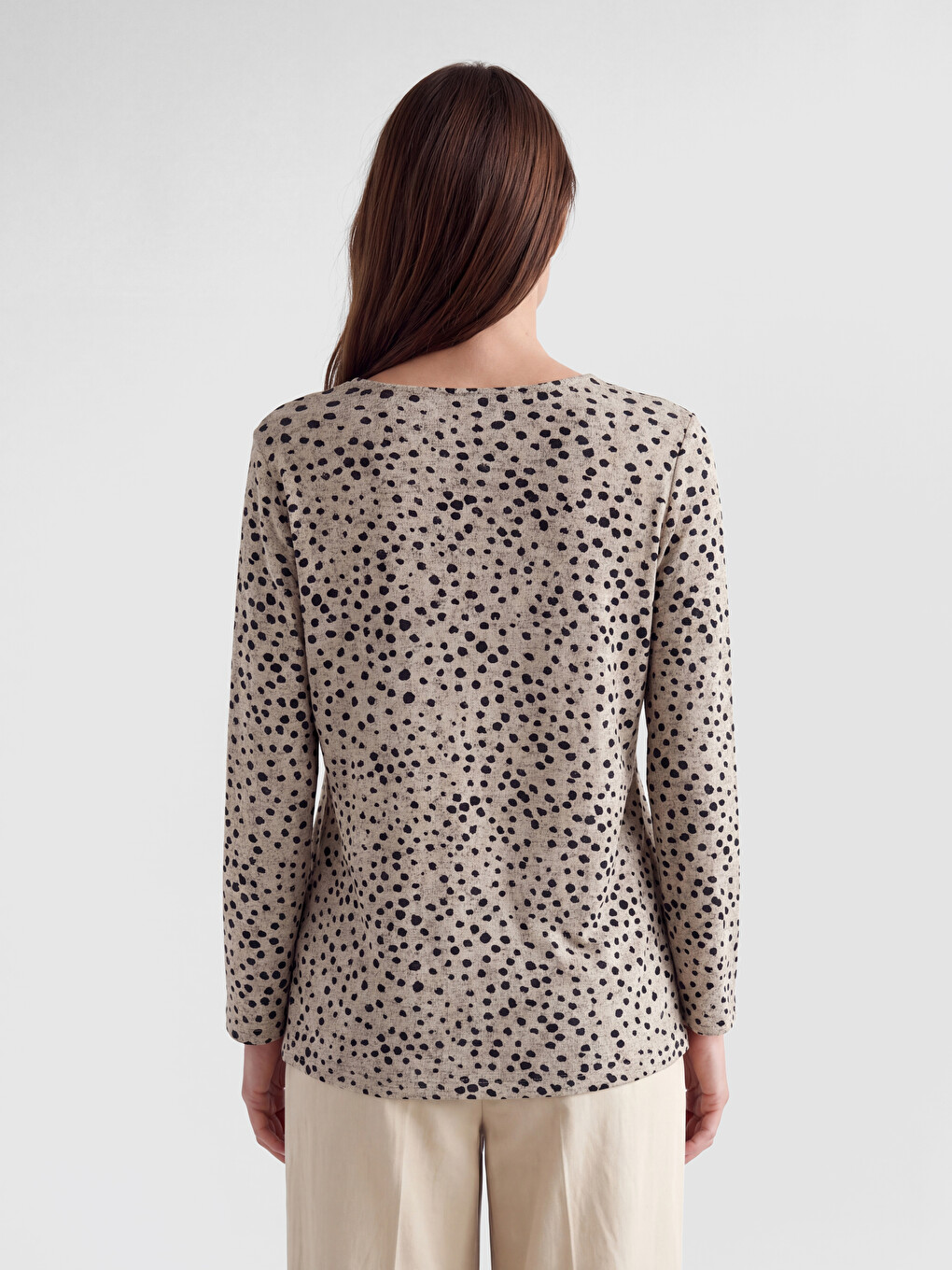 Crew Neck Polka Dot Blouse-3