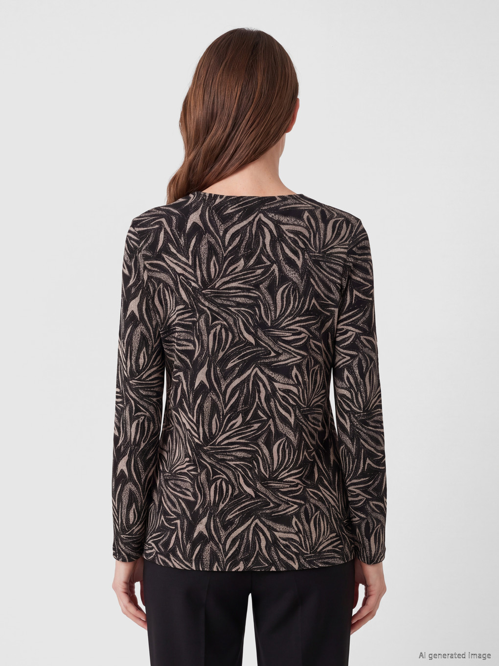 Crew Neck Patterned Blouse-3