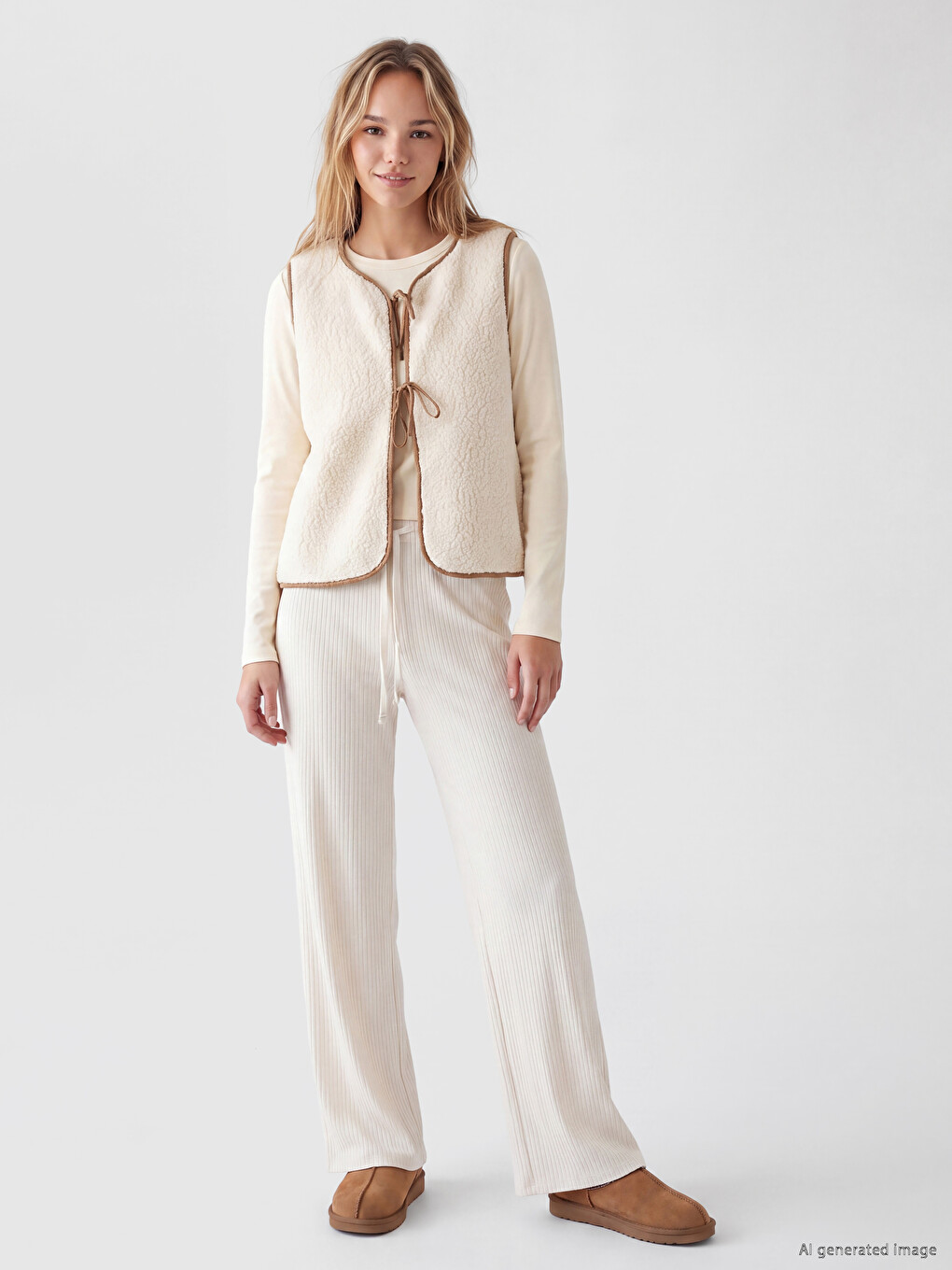 Crew Neck Women's Plush Pyjamas Top-1
