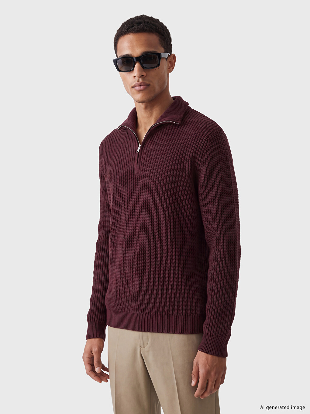 Stehkragen Herren Strickpullover