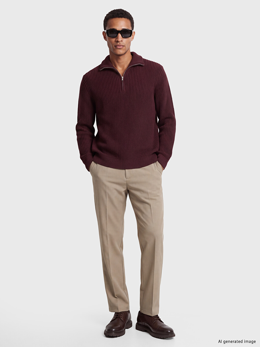 Stehkragen Herren Strickpullover-1