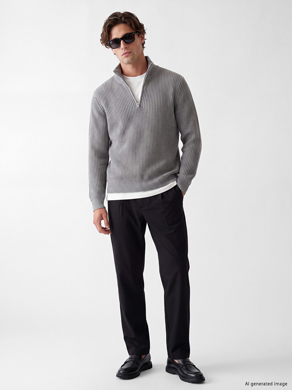 Mock Neck Men's Knitwear Sweater-1