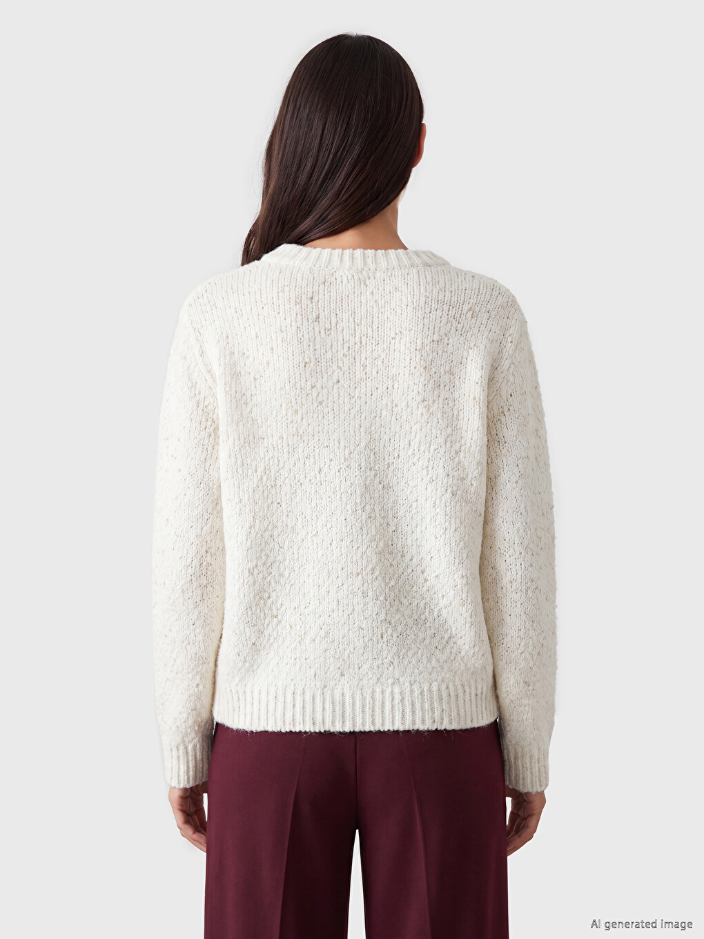 Crew Neck Patterned Women's Knitwear Cardigan-3