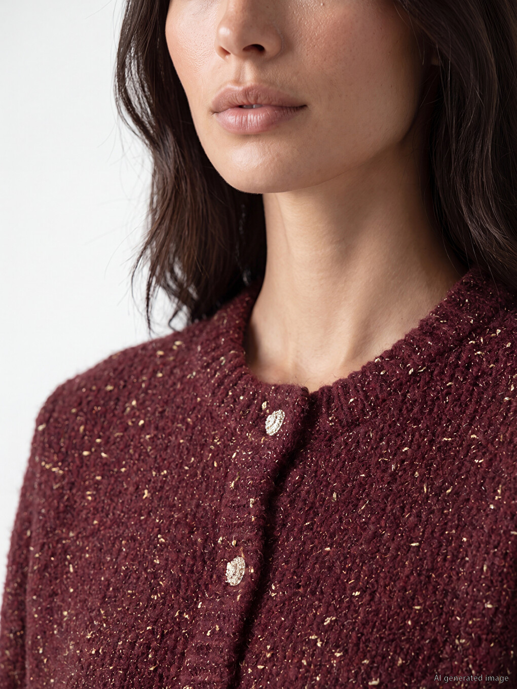 Crew Neck Patterned Women's Knitwear Cardigan-2