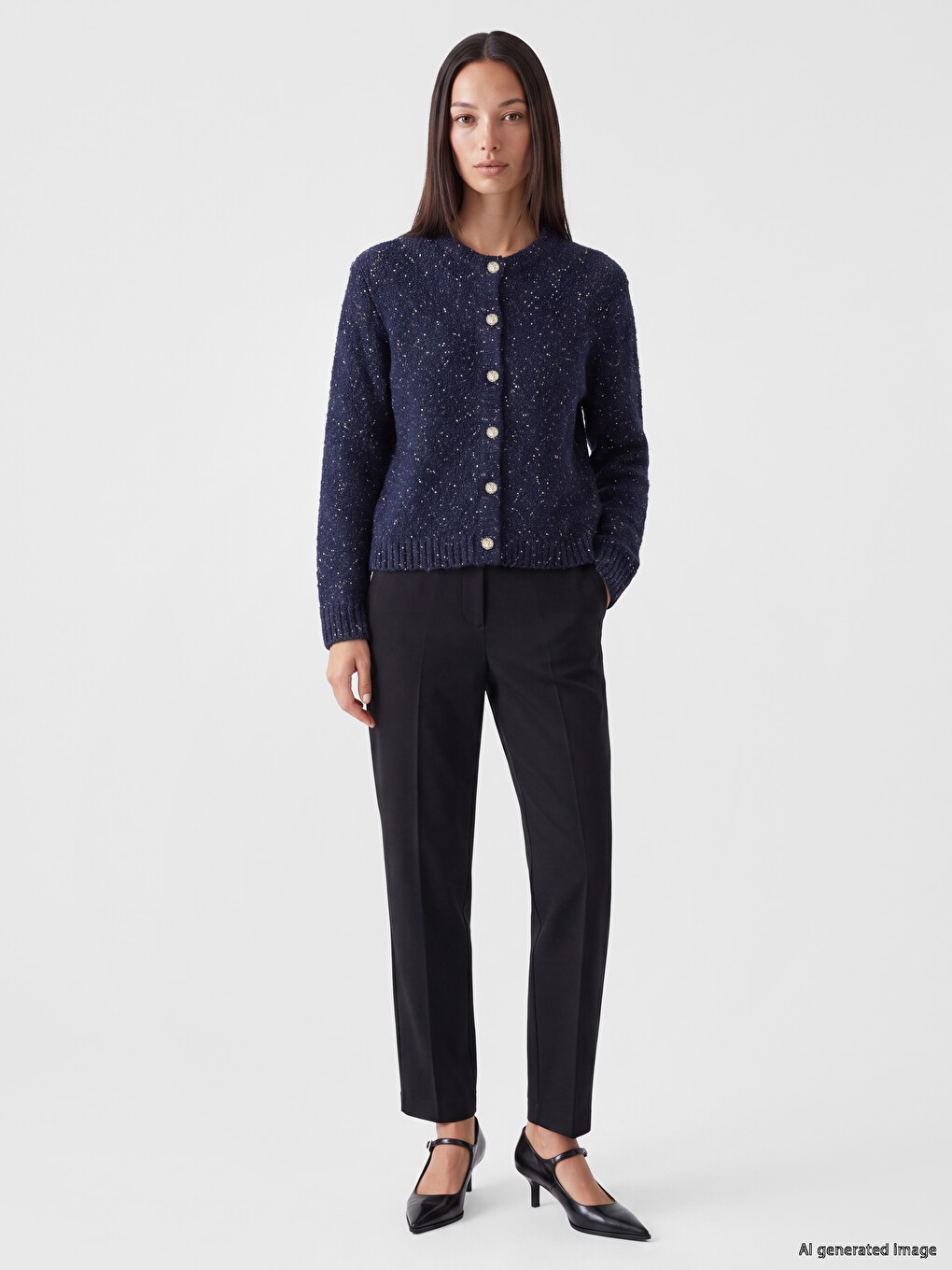 Crew Neck Patterned Women's Knitwear Cardigan-1