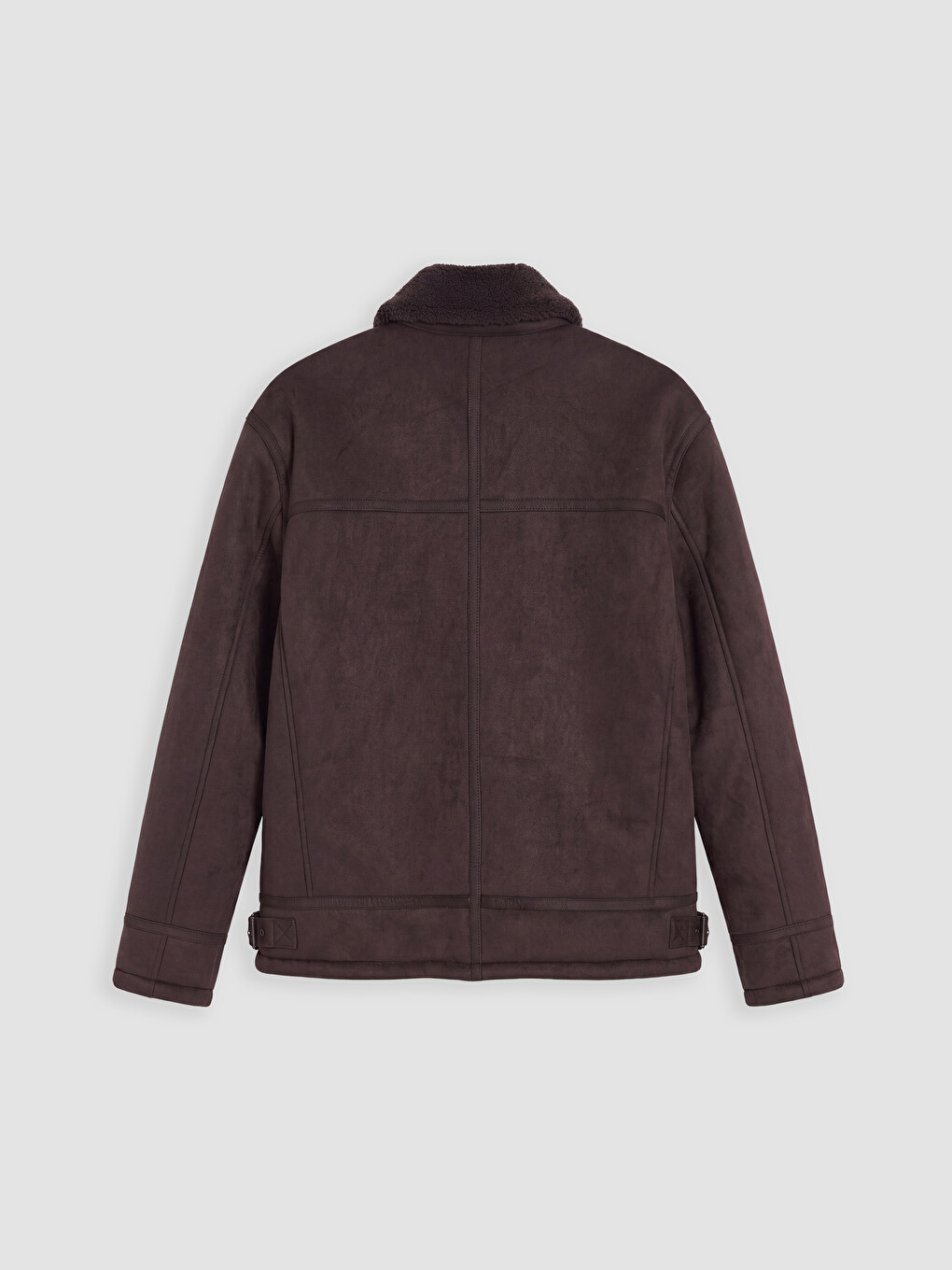 Kahverengi Regular Fit Deri Görünümlü Erkek Mont-5
