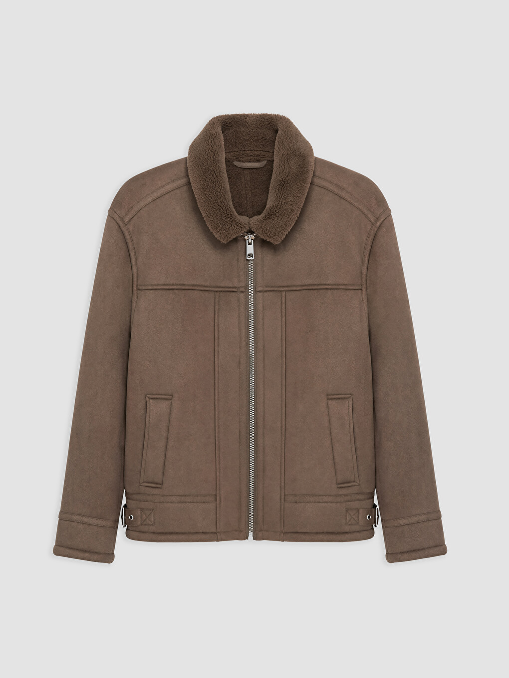 Regular Fit Faux Leather Men's Coat-4