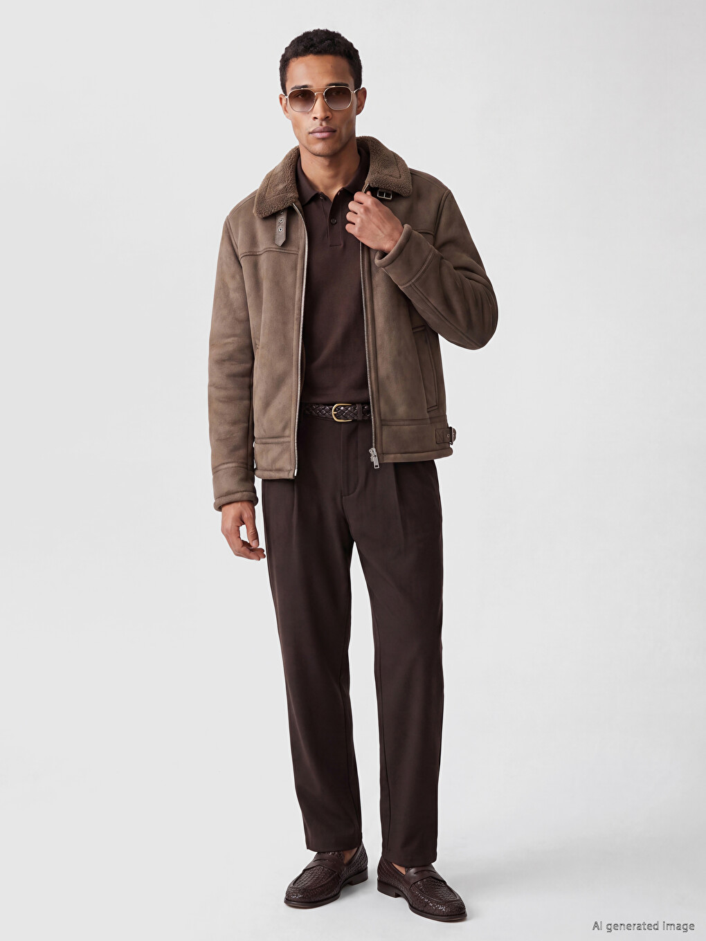 Regular Fit Faux Leather Men's Coat-1