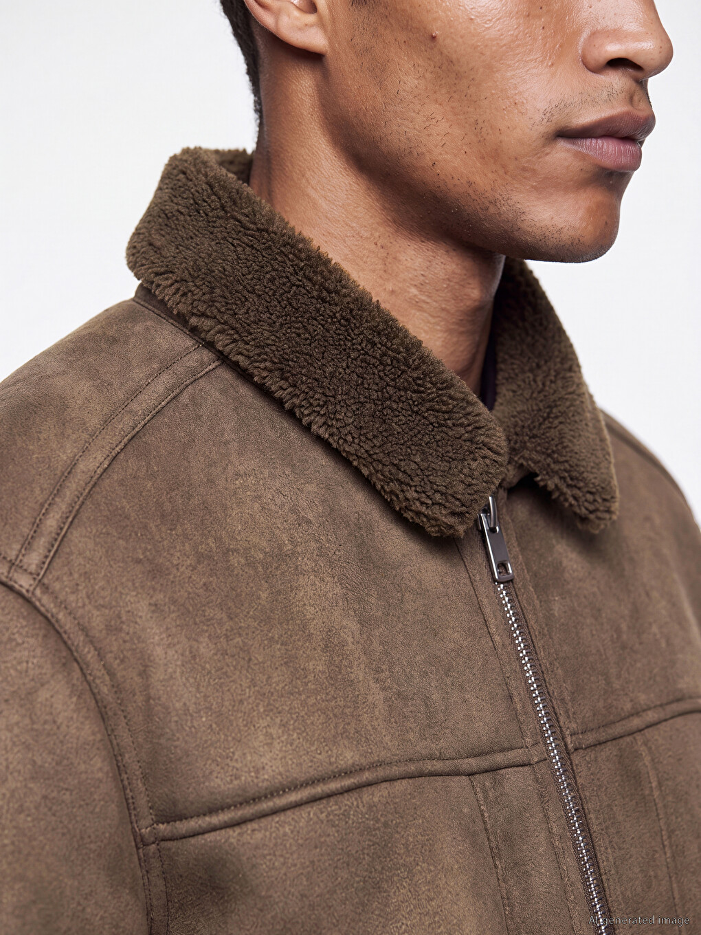 Regular Fit Faux Leather Men's Coat-2